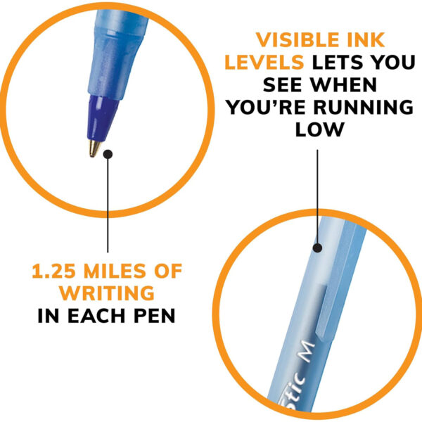 Round Stic Xtra Life Ballpoint Pen, Medium Point (1.0mm), Blue, 10 Per Pack, 6 Packs