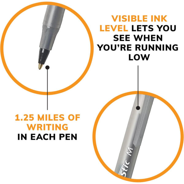 Round Stic Xtra Life Ballpoint Pen, Medium Point (1.0mm), Black, 10 Per Pack, 6 Packs