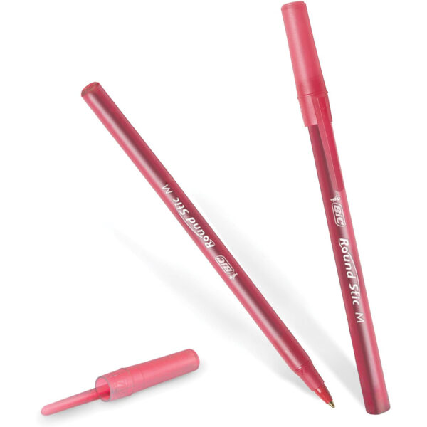 Round Stic Xtra Life Ballpoint Pen, Medium Point (1.0mm), Red, 10 Per Pack, 6 Packs