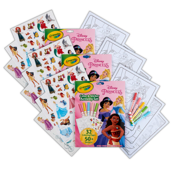 Disney Princess, Color & Sticker Activity Set Color & Sticker Activity Set, Princess, 3 Sets