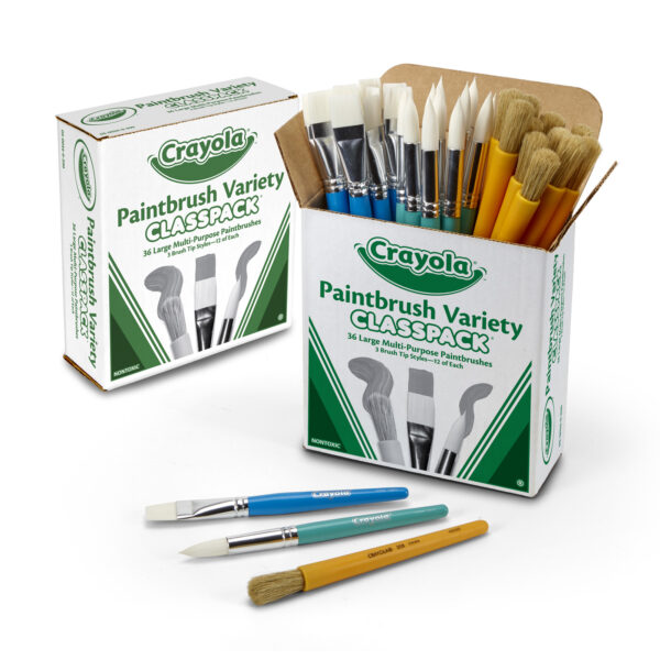 Large Variety Paint Brushes Classpack, 36 Brushes