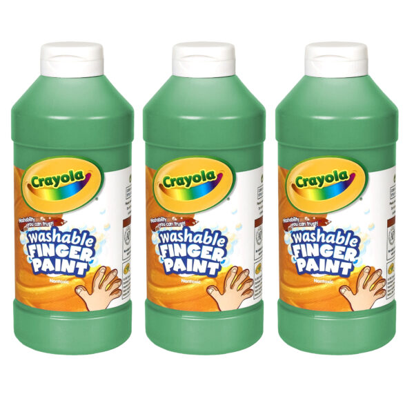 Washable Finger Paint, Green, 16 oz, Pack of 3