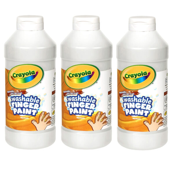 Washable Finger Paint, White, 16 oz, Pack of 3
