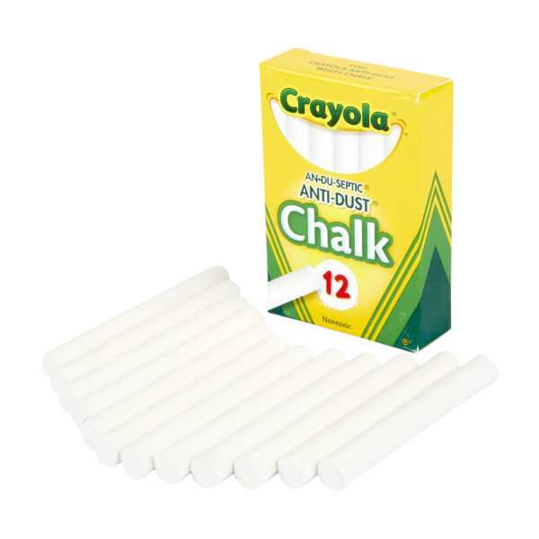 Chalk, Anti-Dust, White, 12ct Anti-Dust Chalkboard Chalk, White, 12 Sticks Per Box, 24 Boxes