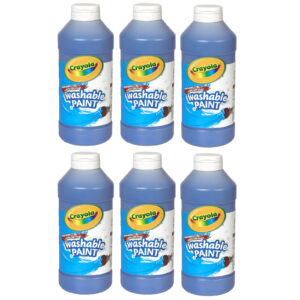 Washable Paint, Blue, 16 oz. Bottles, Pack of 6