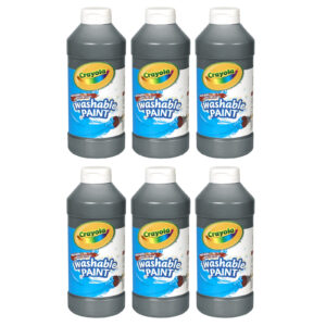 Washable Paint, Black, 16 oz. Bottles, Pack of 6