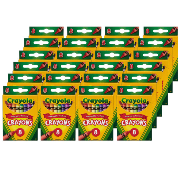 ERSBIN3008-24.jpg Crayons, Regular Size, 8 Colors Per Box, 24 Boxes