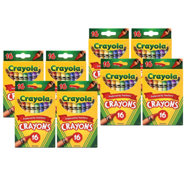 ERSBIN3016-8.jpg Crayons, Regular Size, 16 Per Box, 8 Boxes