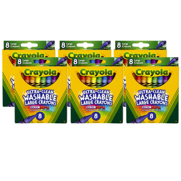 ERSBIN3280-6.jpg Ultra-Clean Washable Crayons, Large Size, 8 Per Box, 6 Boxes