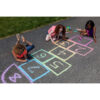 Friends drawing and playing hopscotch with 48 Count Washable Sidewalk Chalk. Washable Sidewalk Chalk, 24 Per Box, 4 Boxes