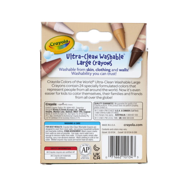 Large Crayons, Colors of the World, 24 Per Box, 3 Boxes