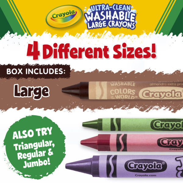 Large Crayons, Colors of the World, 24 Per Box, 3 Boxes