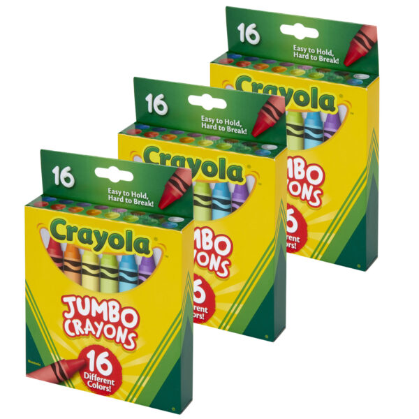 16ct Jumbo Crayons, 16 Per Pack, 3 Packs