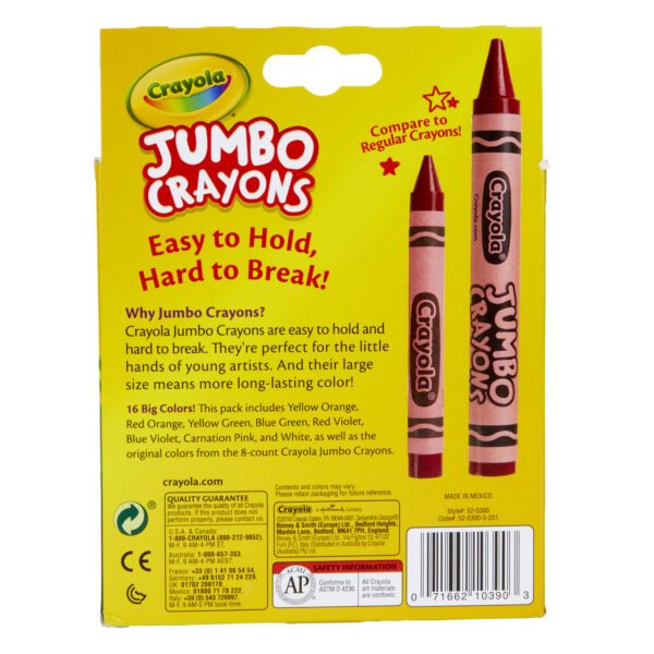 16ct Jumbo Crayons, 16 Per Pack, 3 Packs