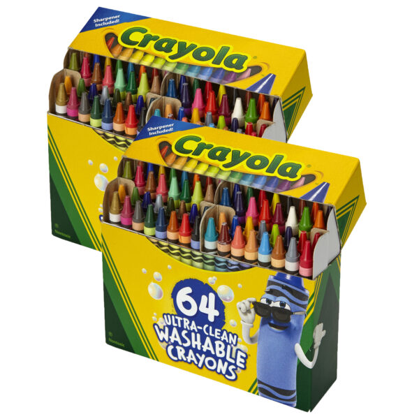 NA Ultra-Clean Washable Crayons, Regular Size, 64 Per Pack, 2 Packs