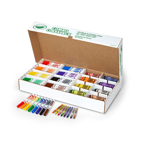 NA Crayon-Marker Combo Classpack, 8 Colors, Pack of 256
