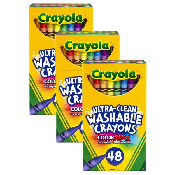 NA Ultra-Clean Washable Crayons, Regular Size, 48 Per Pack, 3 Packs