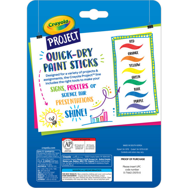 Project Quick-Dry Paint Sticks, 6 Per Pack, 6 Packs