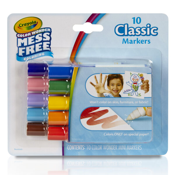 NA Color Wonder Mess Free Mini Markers, Classic Colors, 10 Per Pack, 3 Packs