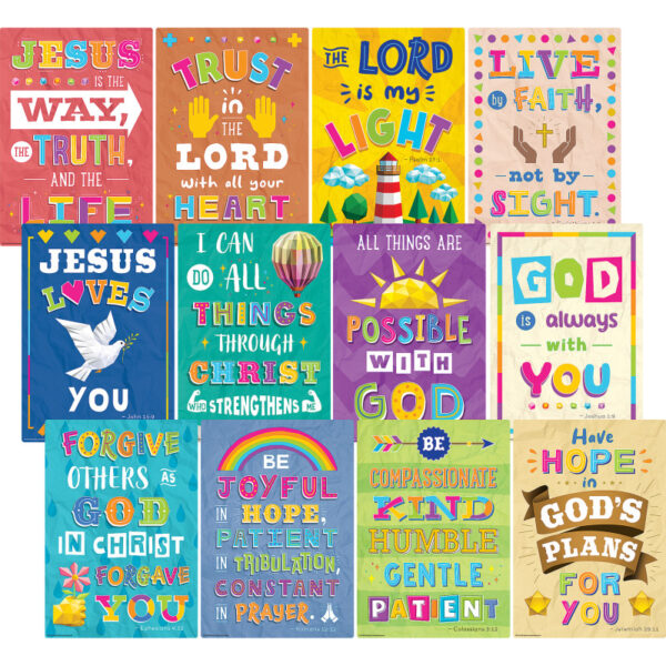 1 Bible Verses Small Poster Pack, 12 Posters