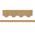 Burlap Design Scalloped Rolled Border Trim, 50 Feet Per Roll, 3 Rolls