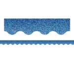 Blue Sparkle Scalloped Border Trim, 35 Feet Per Pack, 6 Packs