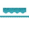 Teal Sparkle Scalloped Border Trim, 35 Feet Per Pack, 6 Packs