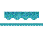 Teal Sparkle Scalloped Border Trim, 35 Feet Per Pack, 6 Packs
