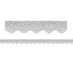 Silver Sparkle Scalloped Border Trim, 35 Feet Per Pack, 6 Packs