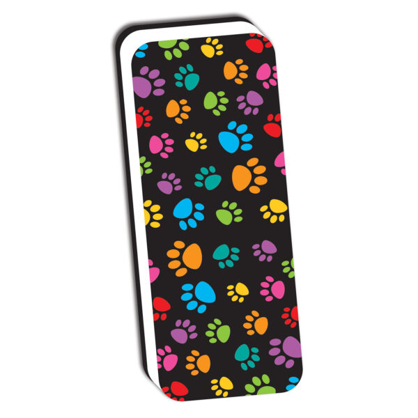 Magnetic Whiteboard Eraser, Colorful Assorted Paw Pattern, 2" x 5", Pack of 6