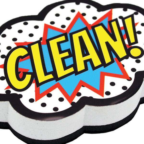 Magnetic Whiteboard Eraser, Superhero Clean!, Pack of 6