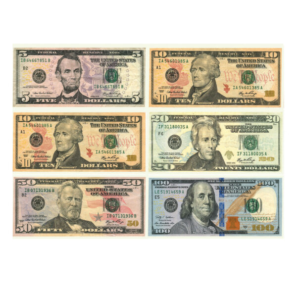 Math Die-Cut Magnets, U.S. Dollars, 12 Per Pack, 6 Packs