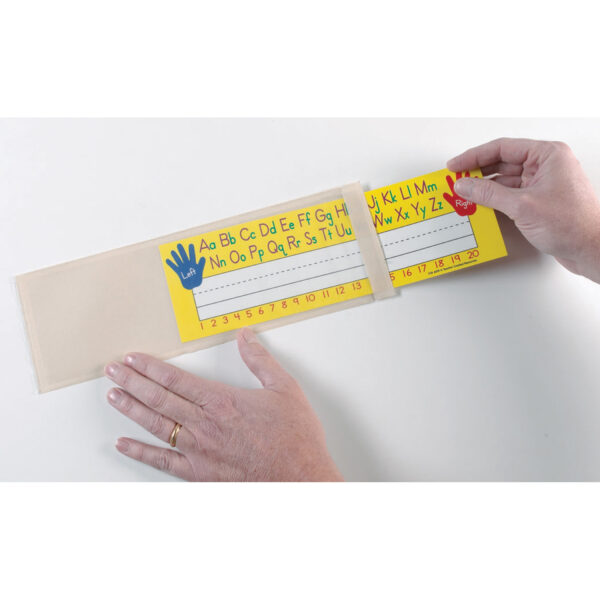Clear View Self-Adhesive Extra Small Name Plate Pocket 3-1-4" x 10-1-2", 25 Per Pack, 2 Packs