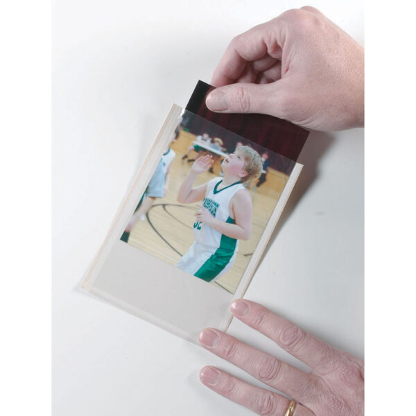 Clear View Self-Adhesive Photo-Index Card Pocket 4" x 6", 25 Per Pack, 5 Packs