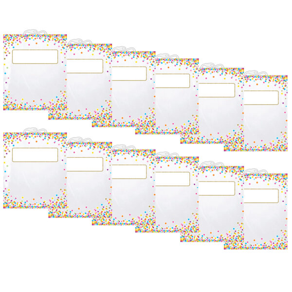 Hanging Confetti Pattern Storage-Book Bag, 10.5" x 12.5", 6 Per Pack, 2 Packs