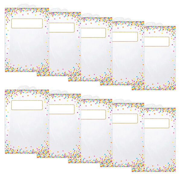 Hanging Confetti Pattern Storage-Book Bag, 11" x 16", 5 Per Pack, 2 Packs