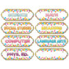 Magnetic Die-Cut Timesavers & Labels, Confetti Classroom Subjects, 8 Per Pack, 6 Packs