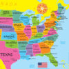 Placemat Studio Smart Poly USA Map Learning Placemat, 13" x 19", Single Sided, Pack of 10