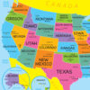 Placemat Studio Smart Poly USA Map Learning Placemat, 13" x 19", Single Sided, Pack of 10