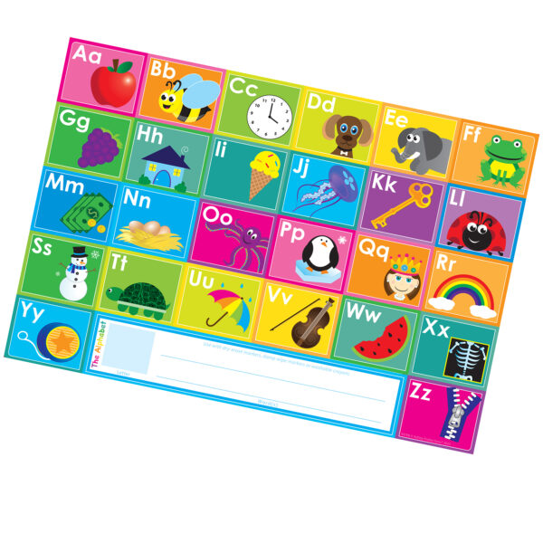 Placemat Studio Smart Poly ABC's Learning Placemat, 13" x 19", Single Sided, Pack of 10