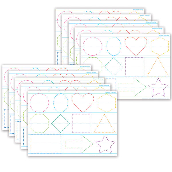 Smart Poly PosterMat Pals Space Savers, 13" x 9-1-2", Shapes Tracing, Pack of 10