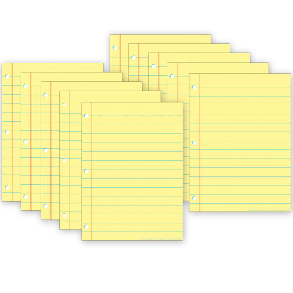 Smart Poly PosterMat Pals Space Savers, 13" x 9-1-2", Yellow Notebook Paper, Pack of 10