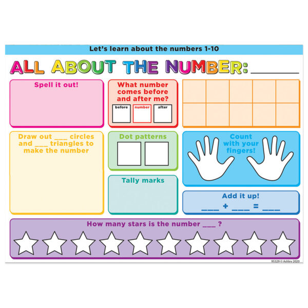 Smart Poly PosterMat Pals Space Savers, 13" x 9-1-2", All About the Number, Pack of 10