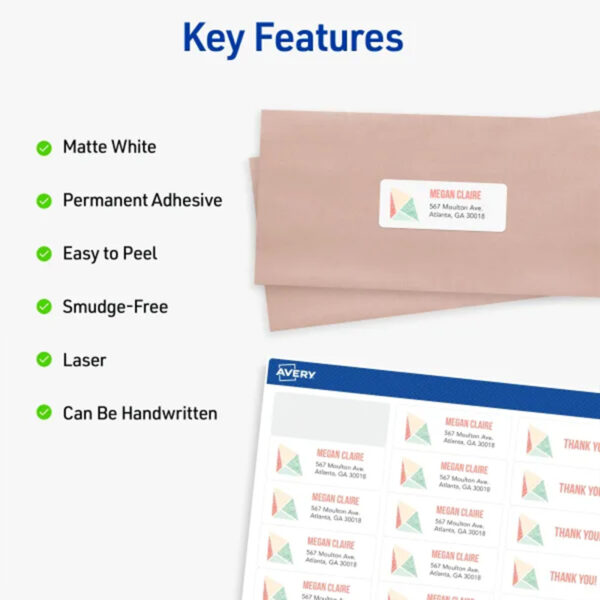 Easy Peel Address Labels, Permanent Adhesive, 1" x 2-5-8", 3000 Labels