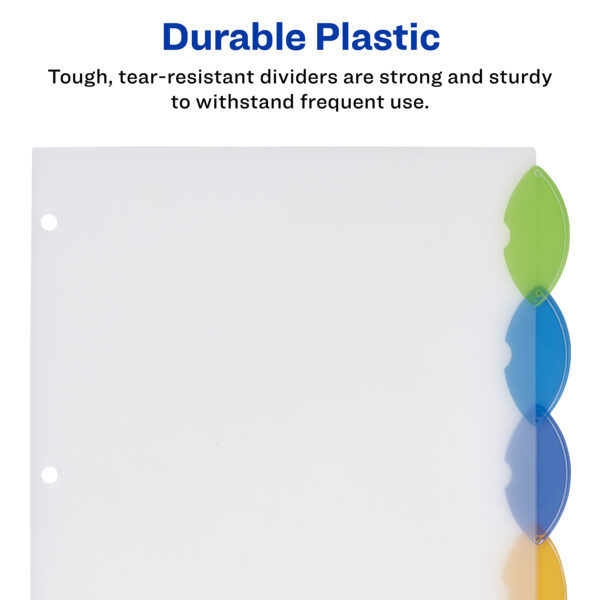 Insertable Style Edge Plastic Dividers, 5-Tab Set, Multicolor, 6 Sets