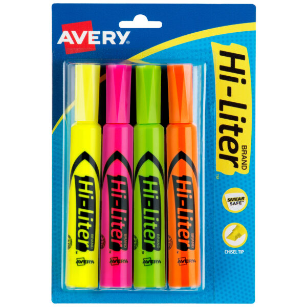 Hi-Liter Desk-Style Highlighters, Assorted Colors, Smear Safe, Nontoxic, 4 Per Pack, 4 Packs