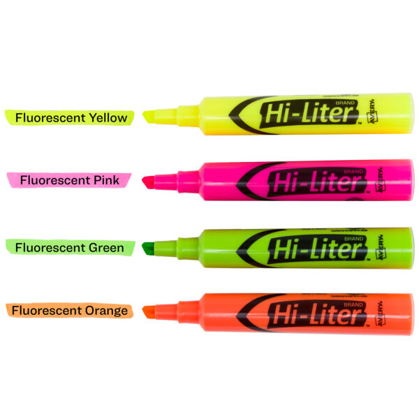Hi-Liter Desk-Style Highlighters, Assorted Colors, Smear Safe, Nontoxic, 4 Per Pack, 4 Packs