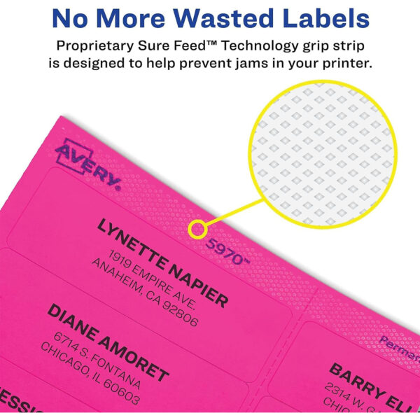 ERSAVE5970_1.jpg High-Visibility Labels, Permanent Adhesive, Neon Magenta, 1" x 2-5-8", 750 Labels