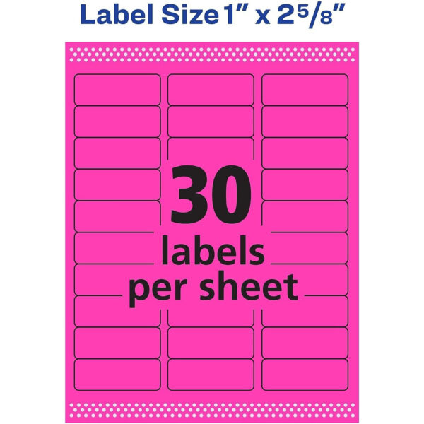 ERSAVE5970_5.jpg High-Visibility Labels, Permanent Adhesive, Neon Magenta, 1" x 2-5-8", 750 Labels