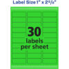 ERSAVE5971_4.jpg High-Visibility Labels, Permanent Adhesive, Neon Green, 1" x 2-5-8", 750 Labels